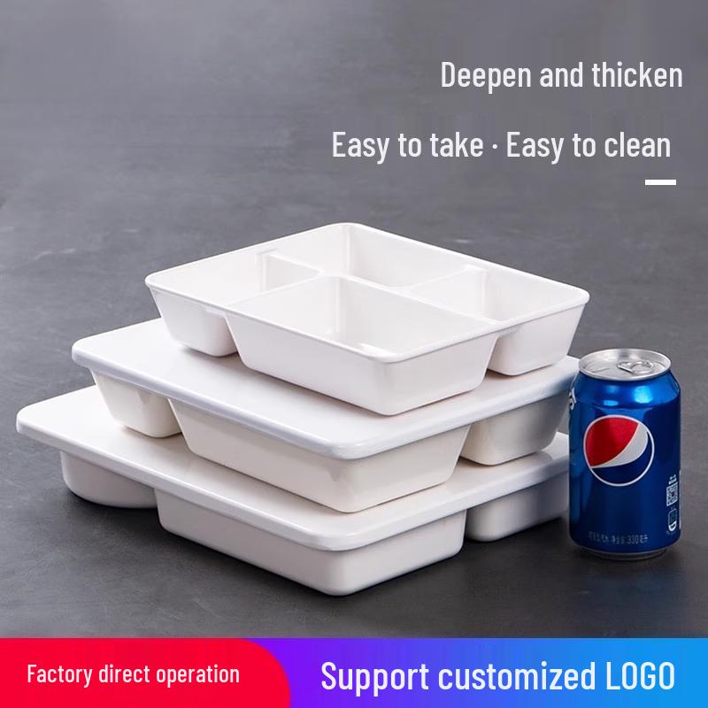 Four-Compartment Melamine Divided Plate with Lid