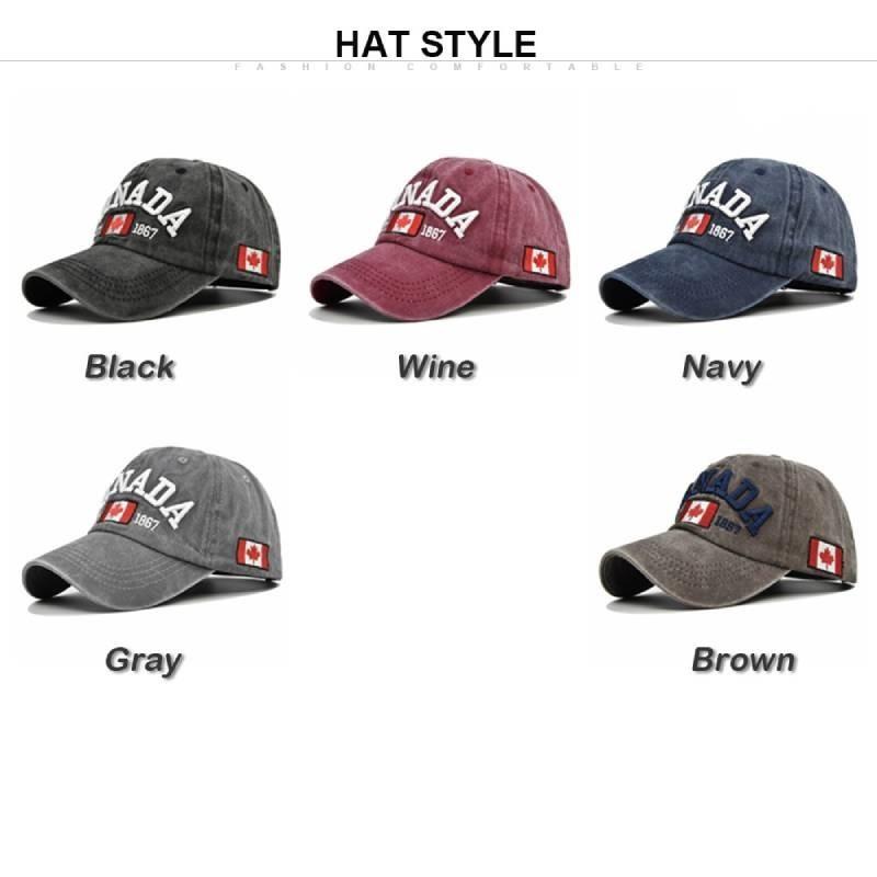 Канада Вышитая бейсболка Кленовый лист Винтажная выстиранная Утиный язык Солнцезащитная шляпа