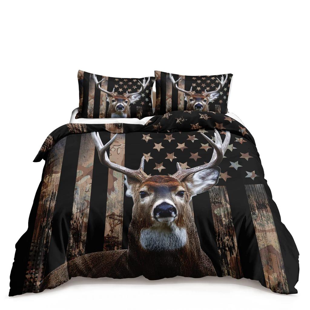 Forest Deer Duvet Set 3D Animal Digital Printing Bedding Set Bedroom Room Decoration