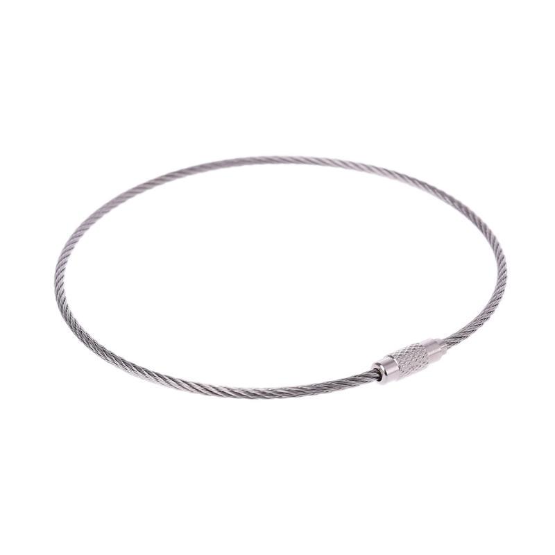 10Pcs Wire Rope Outdoor Hiking Wire Keychain Cable Key Ring Wire Lock Key Chain Stainless Steel