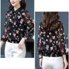 Women's Spring and Autumn Thin Section Plus Size Lapel Printed Chiffon Shirt Loose Thin Nine Minute Sleeve Floral Pullover Shirt
