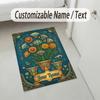 Egyptian Flower Theme Soft Crystal Velvet Rug Custom Name & Text Print Non Slip Floor Rug for Bedroom Living Room