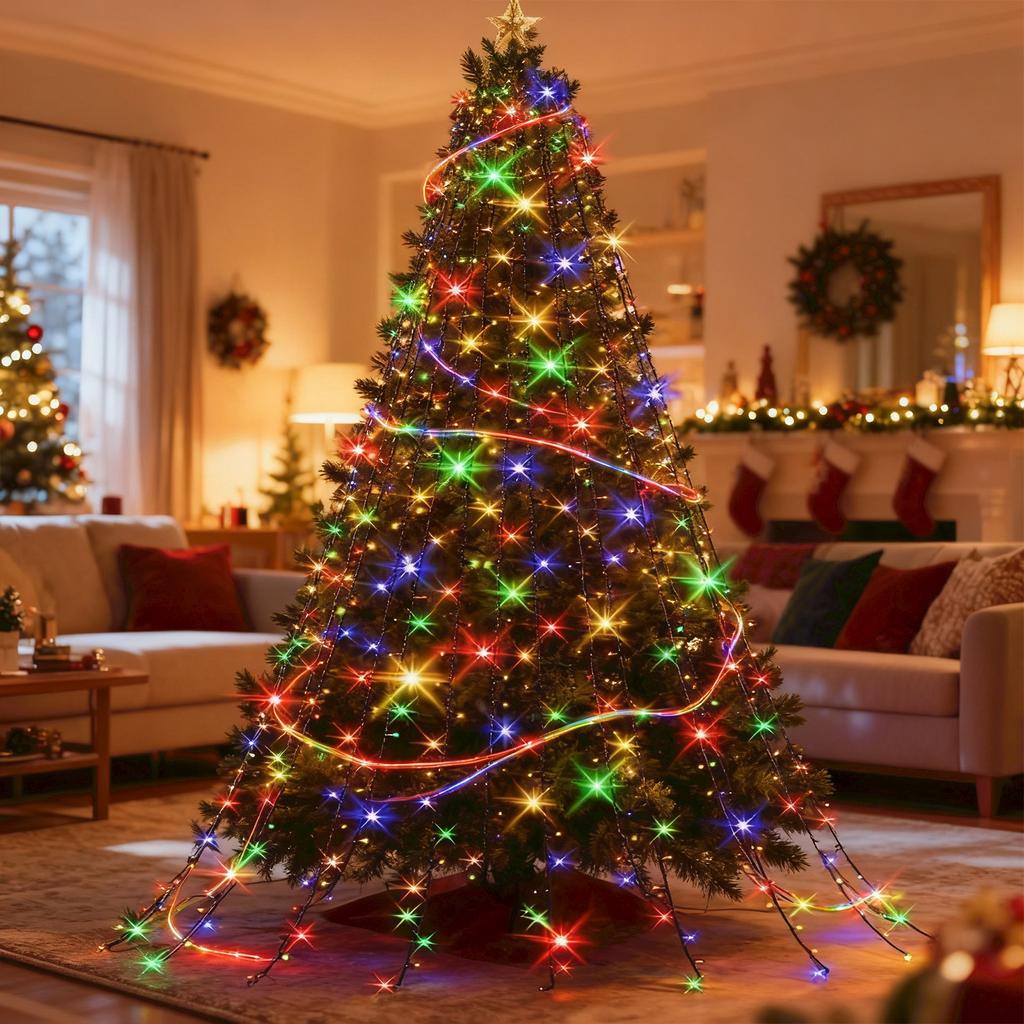 Led Circular Treetop Light, Cord Light, Christmas Tree Light, Christmas String Light, Christmas Decorative Light Hanging Light