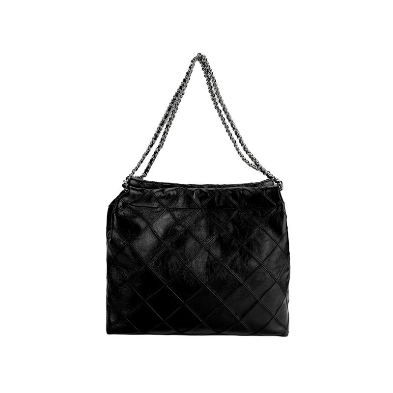 TORY BURCH Fleming Logo Woven Chain Strap Sheepskin Shoulder Bag Women's Black 165170-001