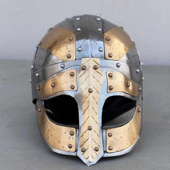 Medieval Knight Steel Norse Viking Helmet-Larp, Cosplay Roleplay Halloween Costume