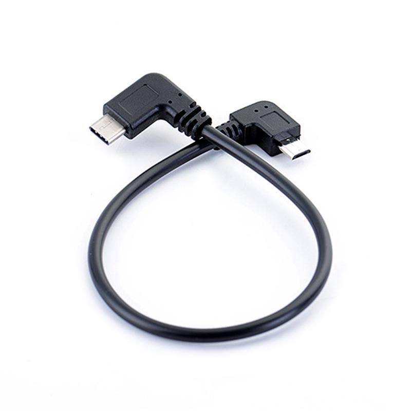 Кабель-конвертер Micro USB в Type-C с левым углом 90 градусов, адаптер OTG, кабель для передачи данных