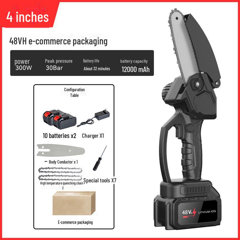 Аккумуляторная мини-электрическая пила для деревообработки — литиевая, для работы одной рукой, беспроводная, для домашнего хозяйства и лесозаготовок на открытом воздухе.