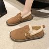 Модная зимняя женская обувь плюс вельвет на плоской подошве Новые теплые неглубокие флоковые зимние ботинки для женщин Уличная повседневная обувь Женские ботильоны