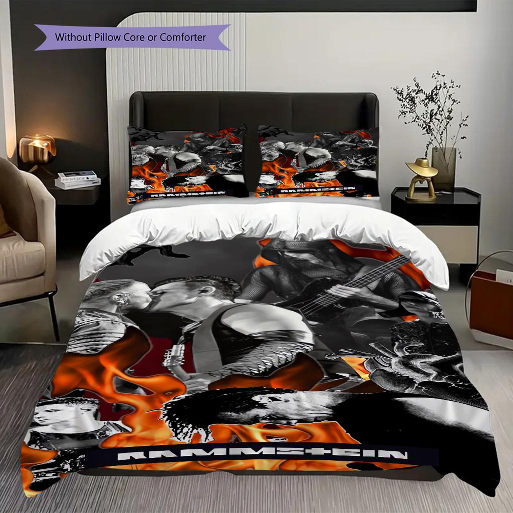Rock Bands Intense Presence Three-piece set (1 * duvet cover + 2 * pillowcase, without core) 2D Flat Bedding set Duvet cover and pillowcase