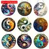 1pc 2d Flat Interesting Tai Chi Yin Yang Art Sign - 20cm Decoration Round Wooden, Home Living Room Room Kitchen Bar Wall Decoration, Garden Plaque