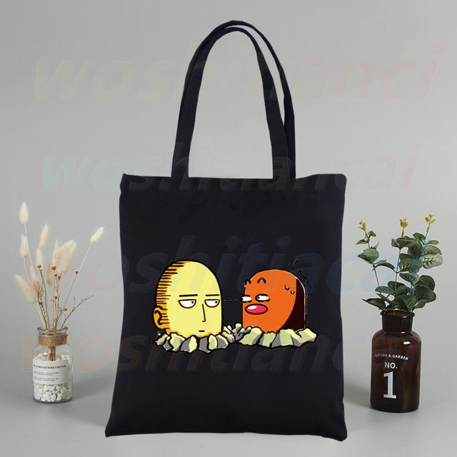 Холщовые сумки на плечо в стиле аниме One Punch Man, большая вместительная сумка Genos Saitama Sensei, сумка для колледжа, черная сумка для покупок