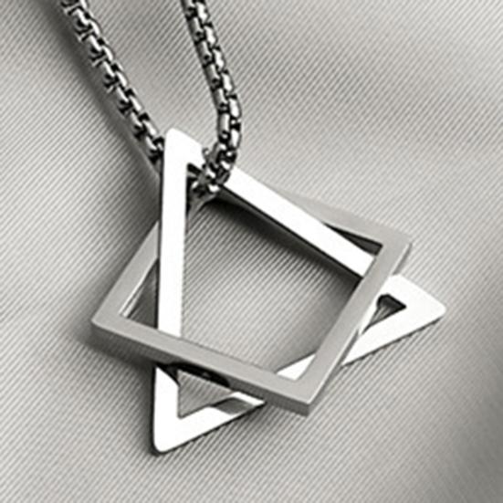 Men Necklace Triangle Square Pendant Necklace Dating Work Party Versatile Style Necklace Clothing Accessory