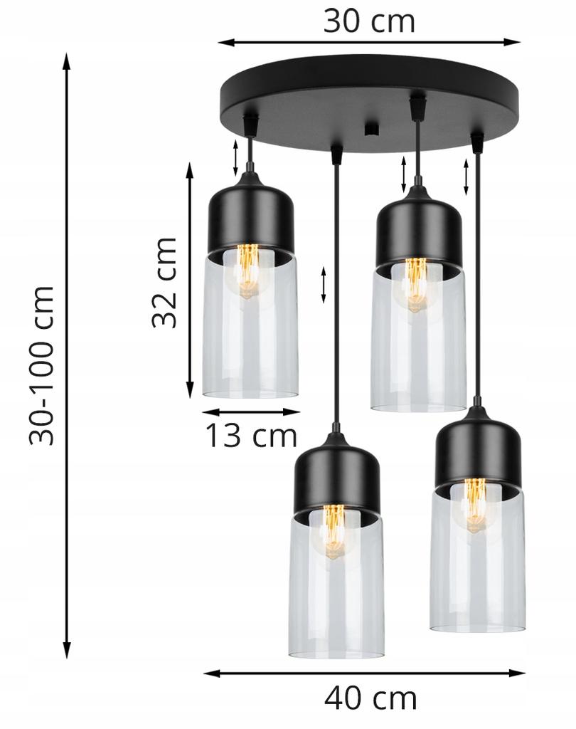 Ceiling hanging lamp, glass lampshade, LED