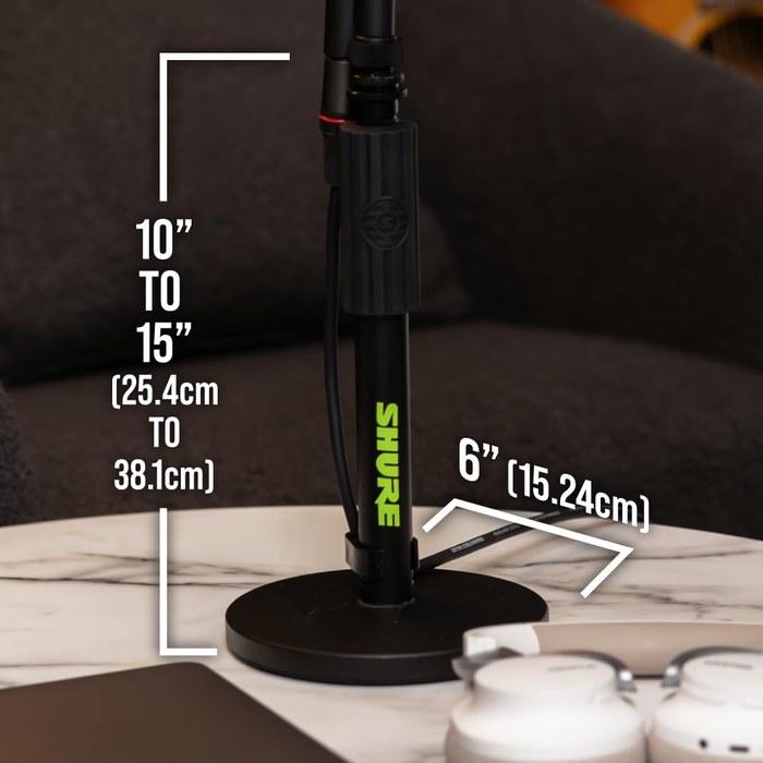 Стойка для микрофона Shure от Gator – Настольная прямая с круглой виброгасящей основой SH-DESKTOP1 – Черная