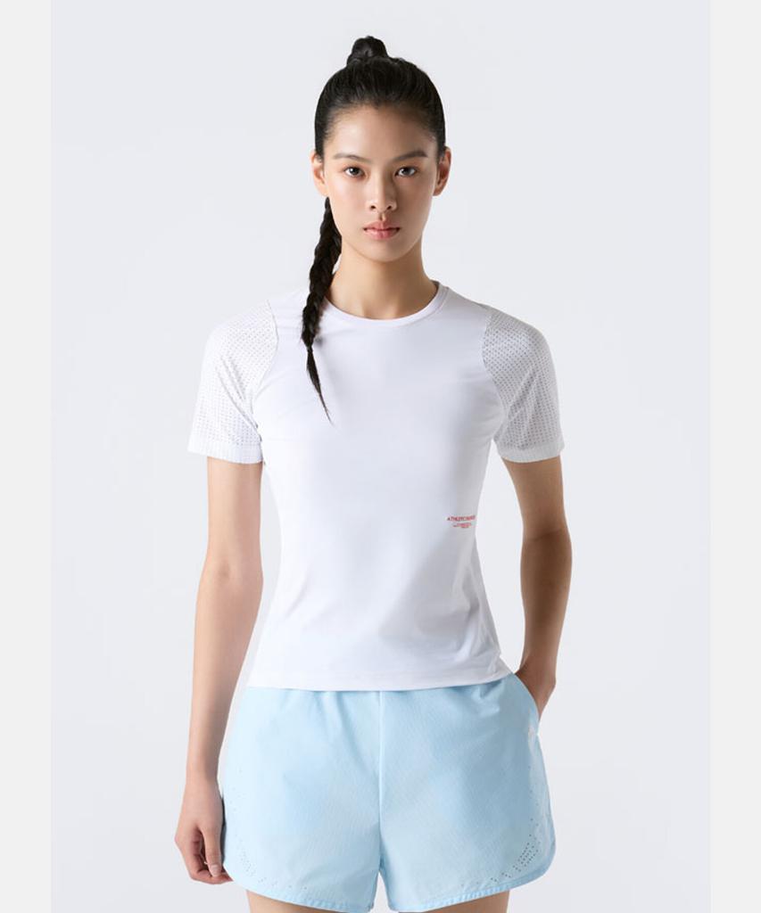 DESCENTE Women'S Mesh Slim Fit Short Sleeve T-Shirt White Sr322Rts73