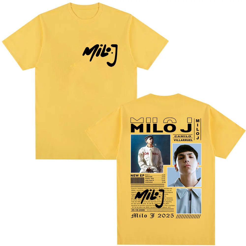 Rapper Milo J Camilo Villarruel Tour 2025 Graphic TShirt Unisex Women Vintage Hip Hop Fashion Oversized Cotton T Shirts Streetwear