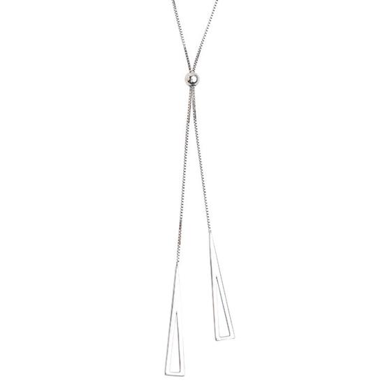 Женское ожерелье серебряного цвета, двойные подвески, индивидуальная треугольная форма, полый кулон для выпускного вечера, женский