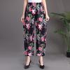 Повседневные брюки из ледяного шелка с высокой талией, женские летние свободные модные брюки из девяти частей для женщин среднего и пожилого возраста