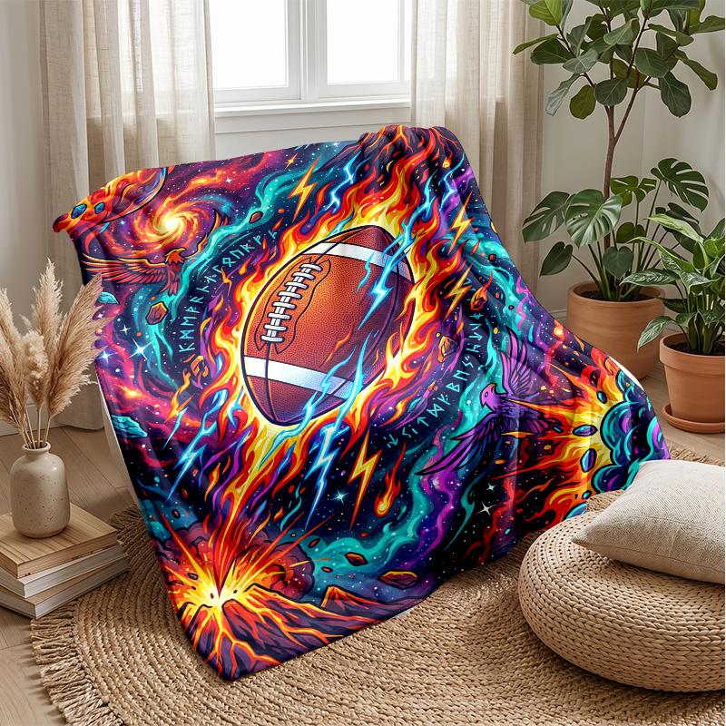 Space Football Adventure Theme blanket Lightweight Warm Flannel Blanket Decorative Throw Blanket for Home Decoration