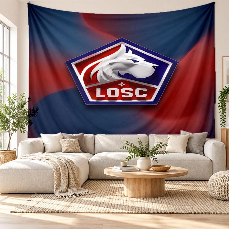 LOSC Lille FC Wall Tapestry, Soft Fabric Wall Hanging, Decorative Backdrop For Bedroom Home Wall Art