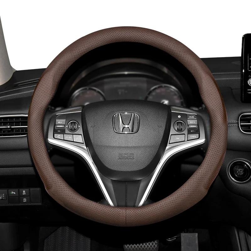 For Honda 37-38.5cm Round Steering Wheel Cover Ultra-Thin Micro Fiber Leather Accord HRV CRV Elysion Inspire ZRV Odyssey TSX CRZ