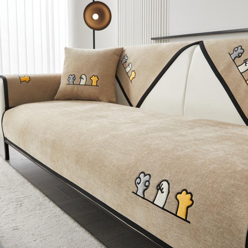 Мягкий шенилл с вышивкой Four Season Universal Sofa Полотенца, Г-образный секционный противоскользящий чехол для дивана для гостиной