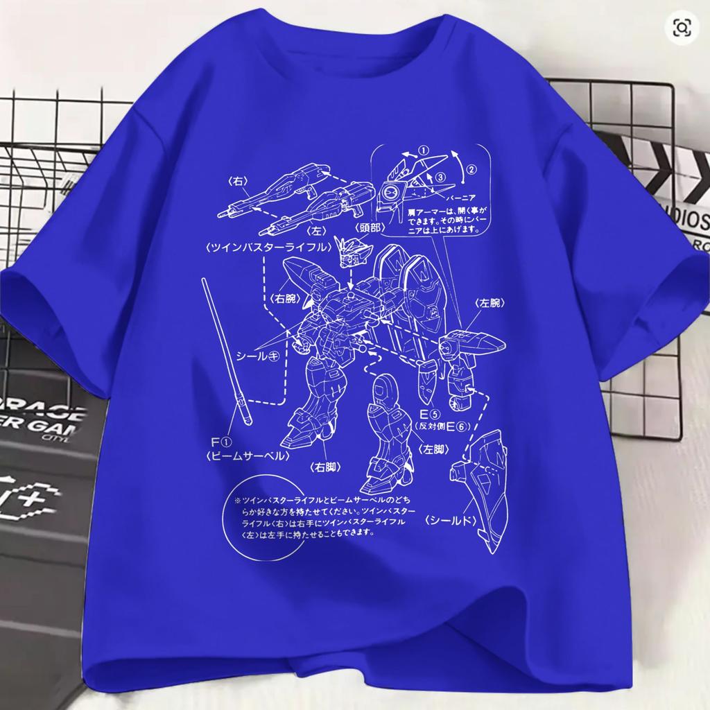 Gundam 100 Cotton TShirt For Couple Summer Vintage TShirts O Neck Hippie Tee Shirt Plus Size Print Tops