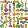 50 Cartoon Fruits, Vegetables, Animals, Graffiti Stickers, Decorative Guitar Notebook Suitcase DIY Waterproof Stickers