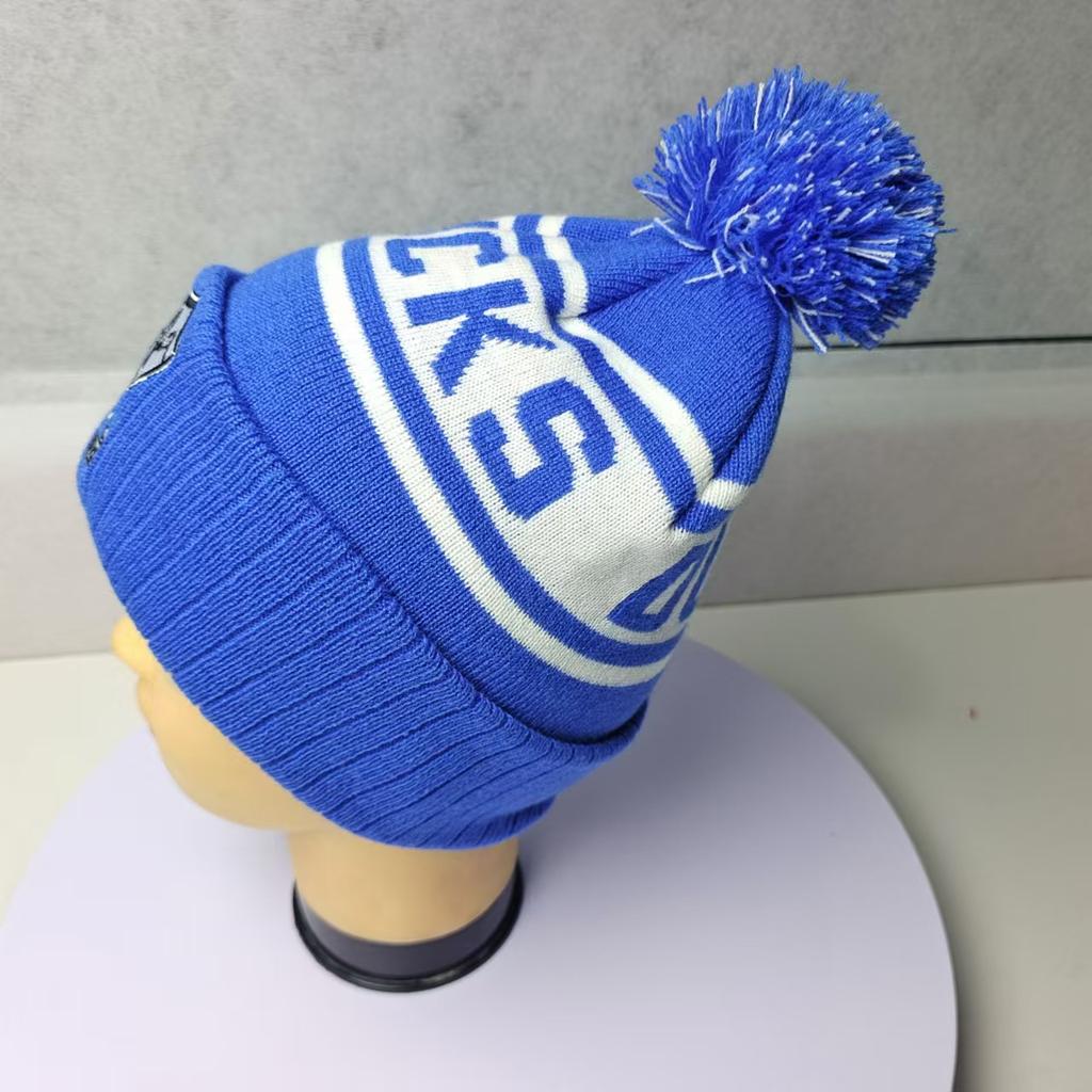 Acrylic Hexagonal Ball Knitted Beanie Head Warmer with 3D Embroidery Custom Logo Plaid/Character Pattern Windproof & Warm Unisex
