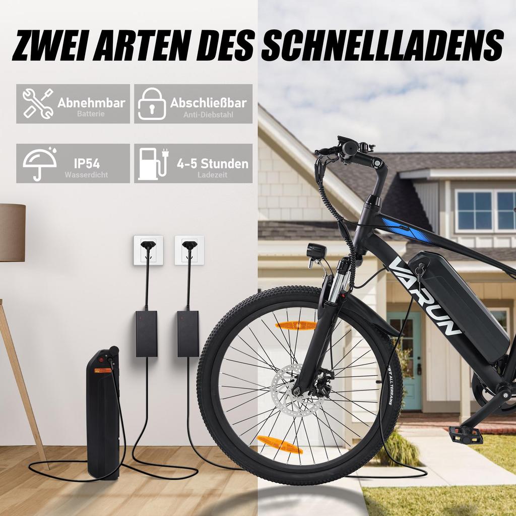 Adult electric bike Varun M24-1, electric mountain bike, 36V 7.8Ah battery, 24-inch tyres, 40 km range, electric road bike