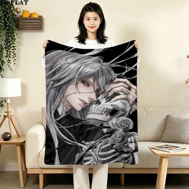1PC Black Butler Patterned Flannel Blanket Suitable For All Seasons For Home Decor Warmth And Comfort Gifts Holiday Present