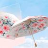 New Hand-opened Vinyl Color Small Fresh Umbrella Three-fold Sunscreen Umbrella for Both Weather and Rain