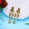 1 Pair Women Halloween Earrings Skeleton Shape Punk Exaggerated Polished Alloy Skull Jewelry Club Party Ear Jewelry