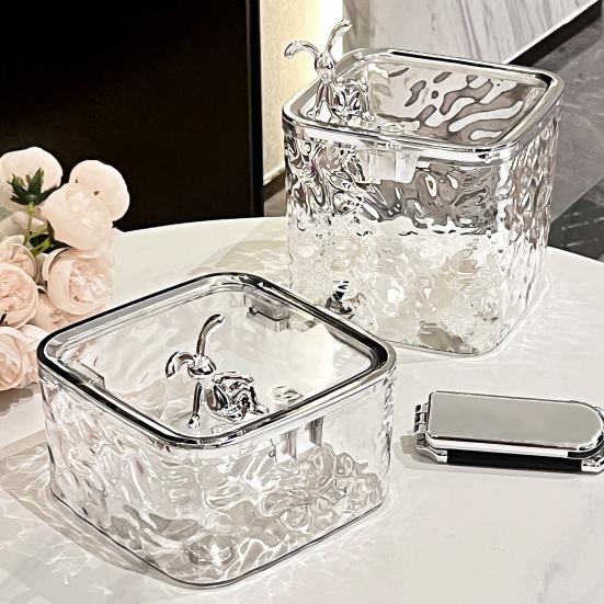 Transparent Storage Box Desktop Organizer With Press Type Lid Dressing Table Storage
