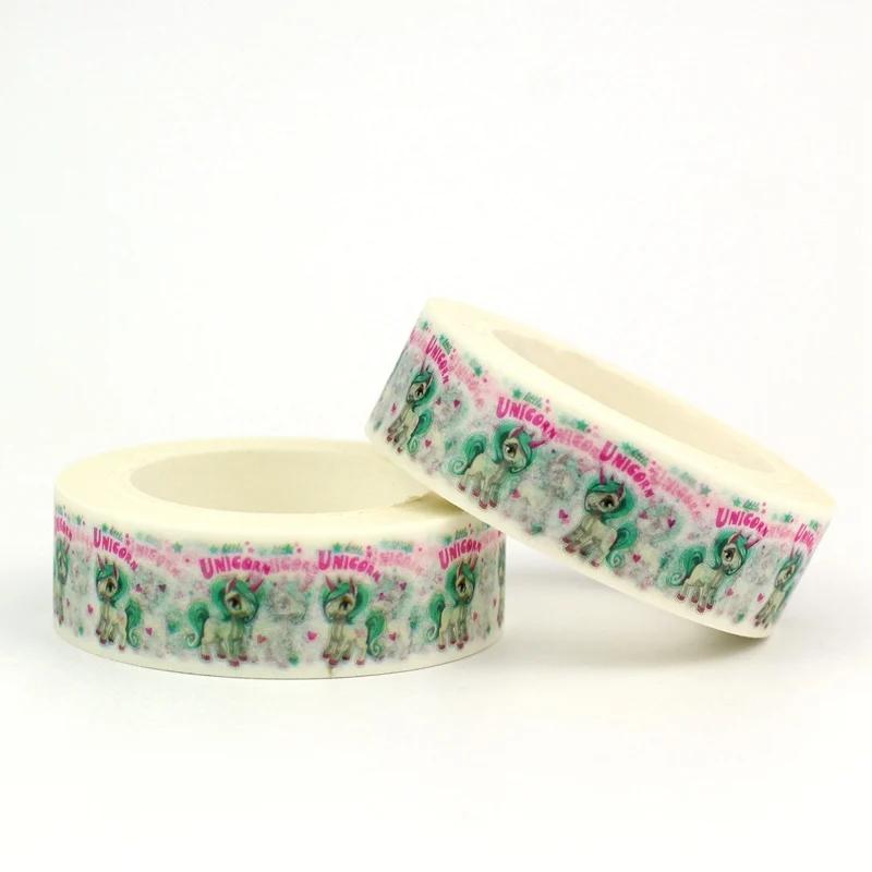 1PC. Masking Washi Tape Paper Collection Unicorn Corgi Cat for DIY Crafts, Scrapbooking, Journaling, Planner, Gift Wrapping
