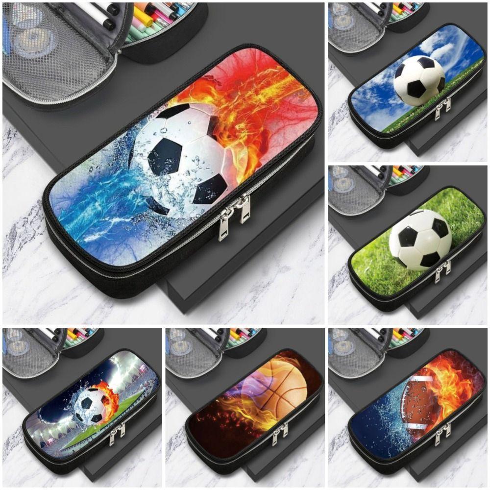 Polyester Pencil Case Sports Theme Multifunction Bag Soccer Pattern Pen Bag  Stationery Storage