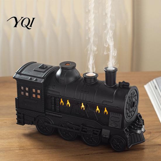 Safe Humidifiers for Mothers Babies Vintage Steam Train Aroma Diffuser, 300ml Ultrasonic Cool Mist Humidifier with Dual Silent Diffuser LED