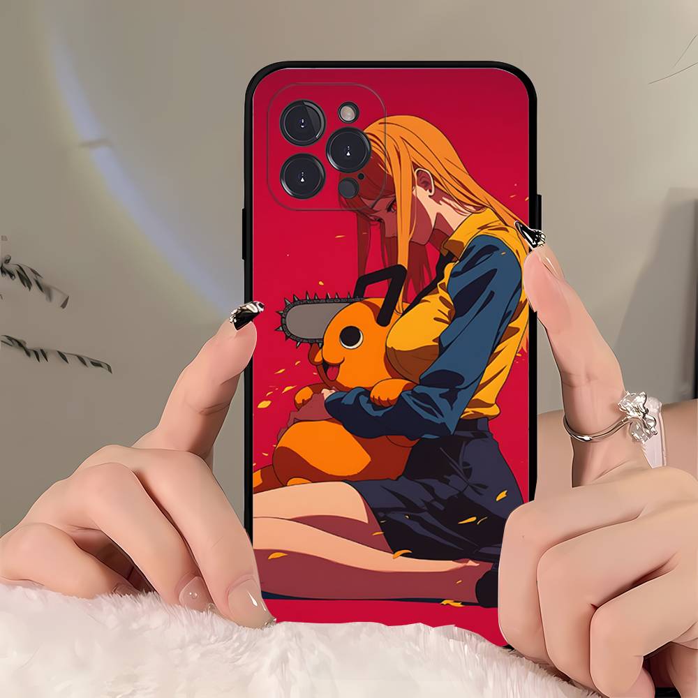 Чехол для телефона Chainsaw Man P-Pochita для iPhone 17 Air 16 15 14 Plus 13 12 Mini 11 Pro Max Черный