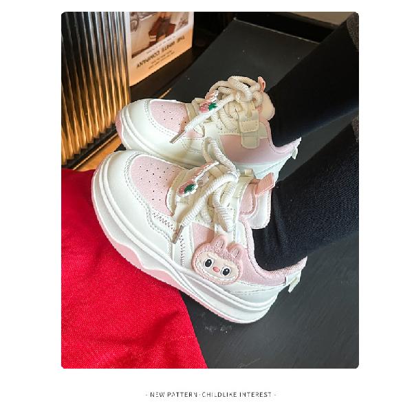 Children's Sports Shoes Girls' Board Shoes New Spring and Autumn Soft Sole Cartoon White Shoes Non-Slip Breathable Casual Shoes