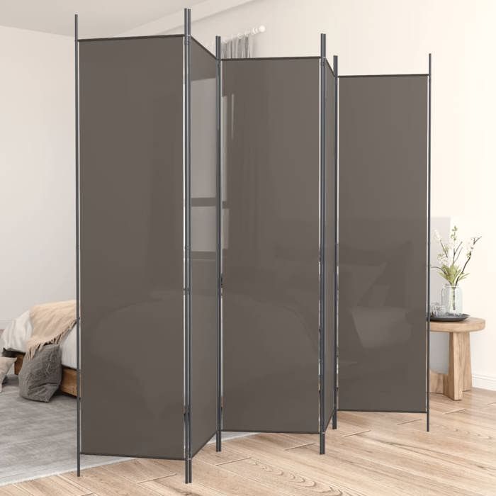 350204 vidaXL Room Divider 5 Panels Anthracite 250x220 Cm Fabric