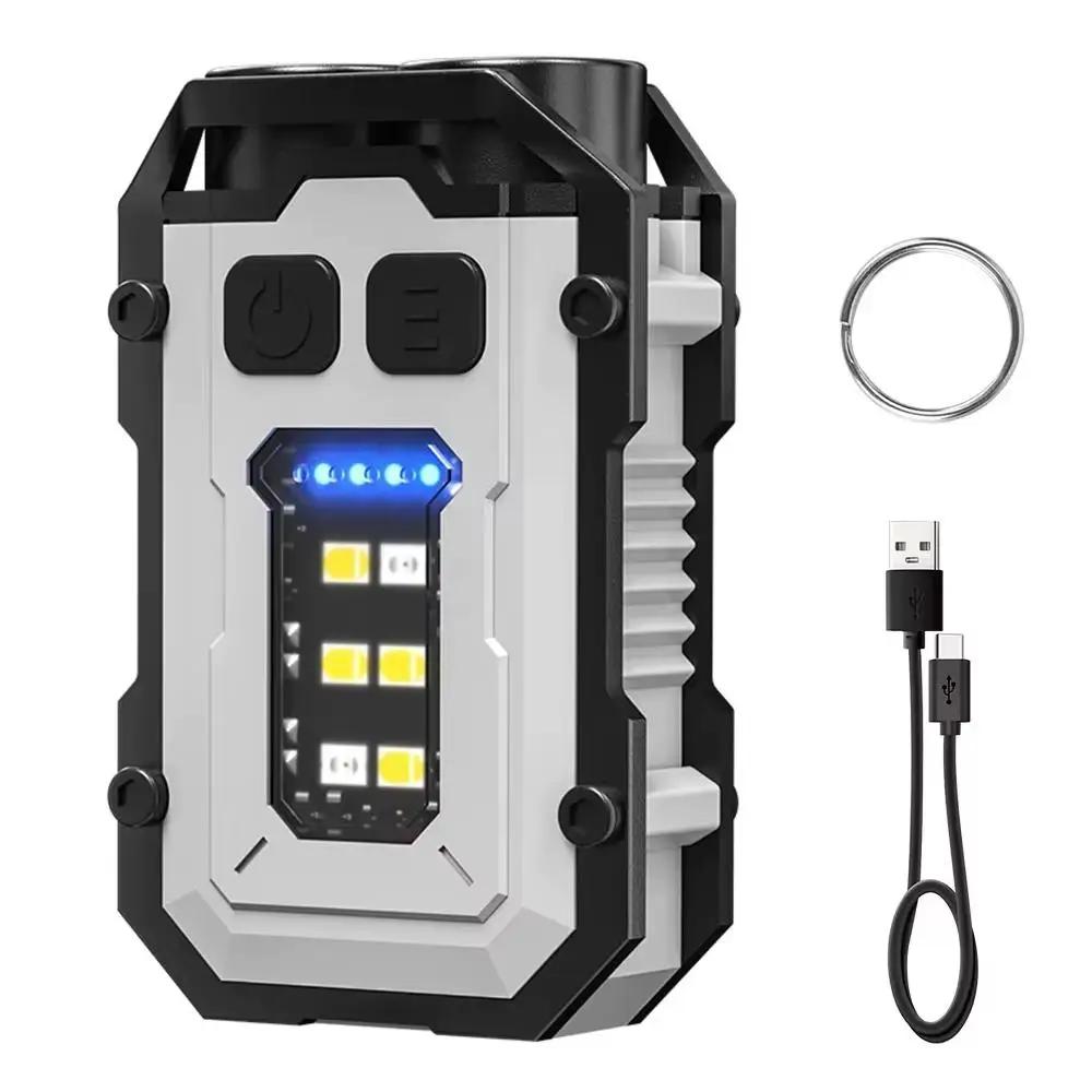 Мини Брелок-Фонарик USB Зарядка Супер Яркий Фонарь IP65 Водонепроницаемый Аварийный COB LED Рабочий Свет для Кемпинга Рыбалки Пешего Туризма