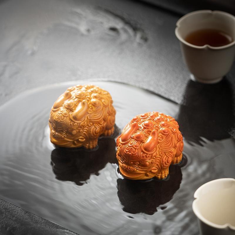 Меняющий цвет смоляной чайный питомец - Мини фигурка льва Пиксю Чжаоцай, милые аксессуары для чайного набора Кунг-фу, уникальное украшение для чайного столика, подарок