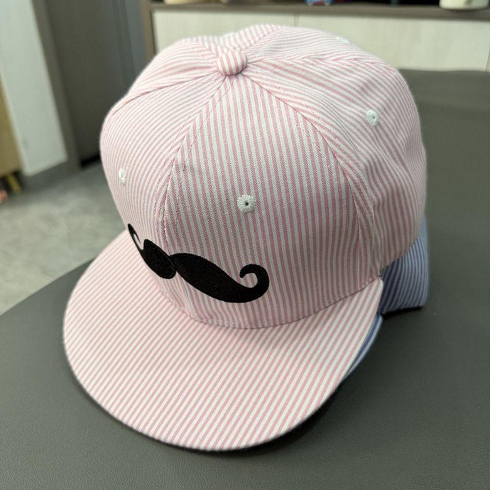 Striped Mustache Snapback Cap Flat Brim Trucker Hat Stylish Baseball Hat Unisex