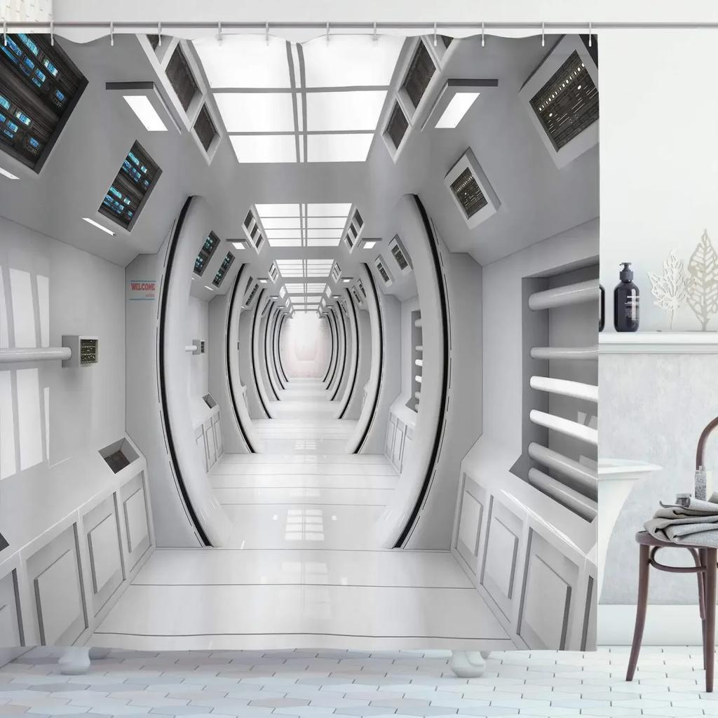 Тканевая шторка для душа Carbonite Мягкий полиэстер Серый Набор штор для ванной Аксессуар для домашнего декора С крючками