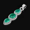 Подвеска-капля из натурального зеленого оникса с тремя камнями из стерлингового серебра 925 пробы для женщин и девочек