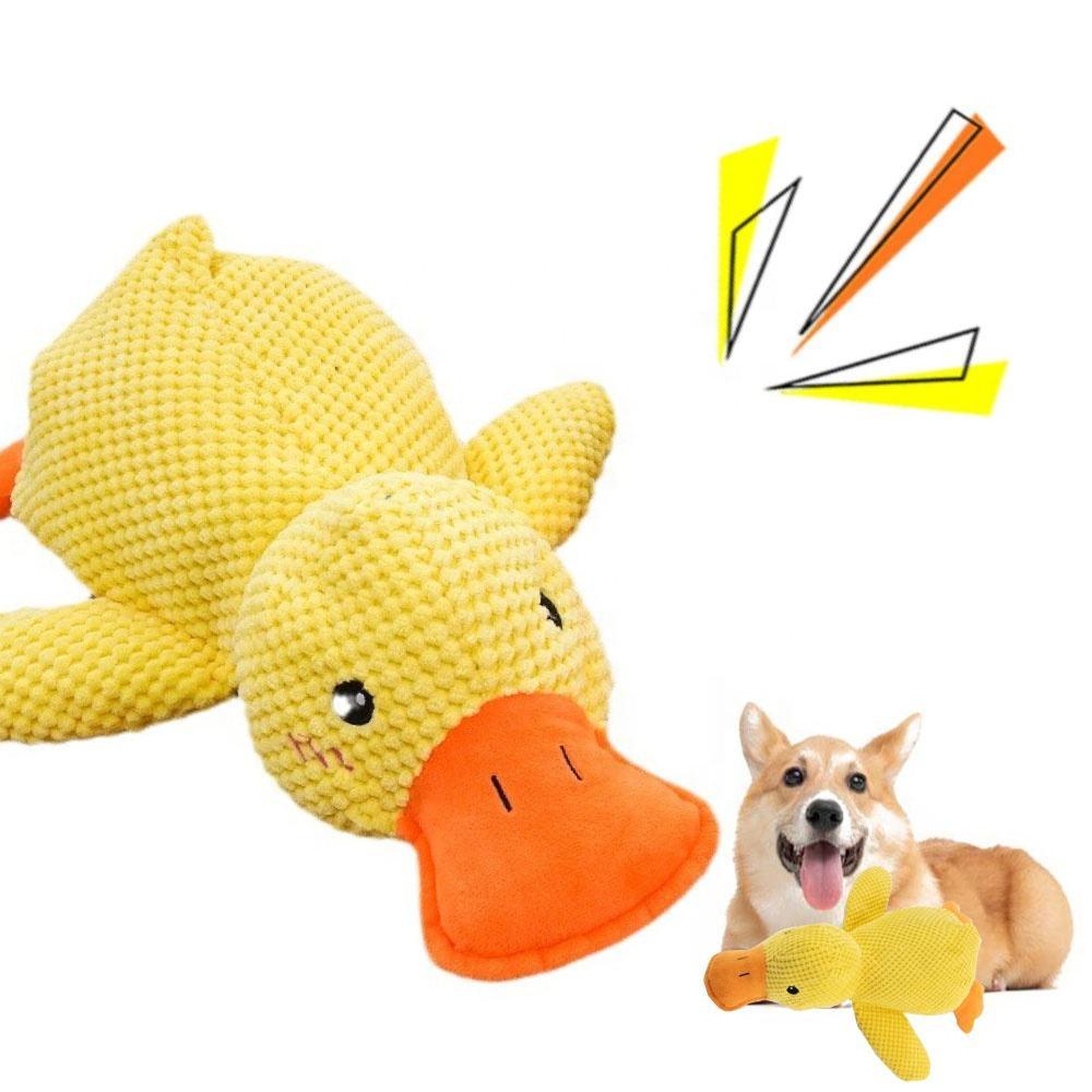 Fun Eco-friendly Plush Dog Chew Toy Pink Squeaky Duck Bite Resistant for Aggressive Chewers Teething Puppies Stress Relief