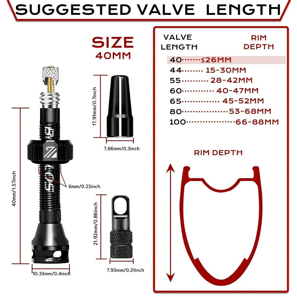 BUCKLOS Bicycle Tubeless Valve MTB Road Bike Presta Tire Valve Aluminum Alloy Mountain Gravel Cycling Valve Nipple Accessories