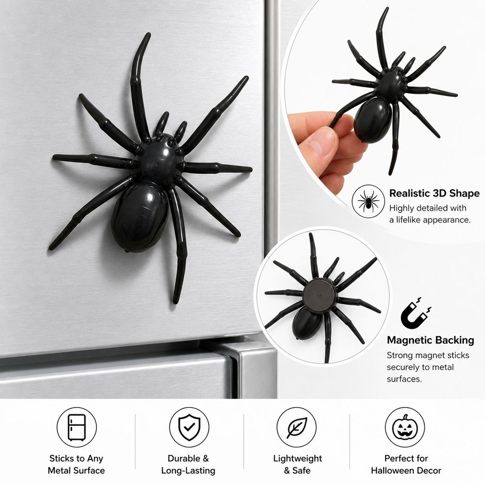 Realistic Spider Fridge Magnet Decoration Halloween Spider Magnet Kitchen Decor