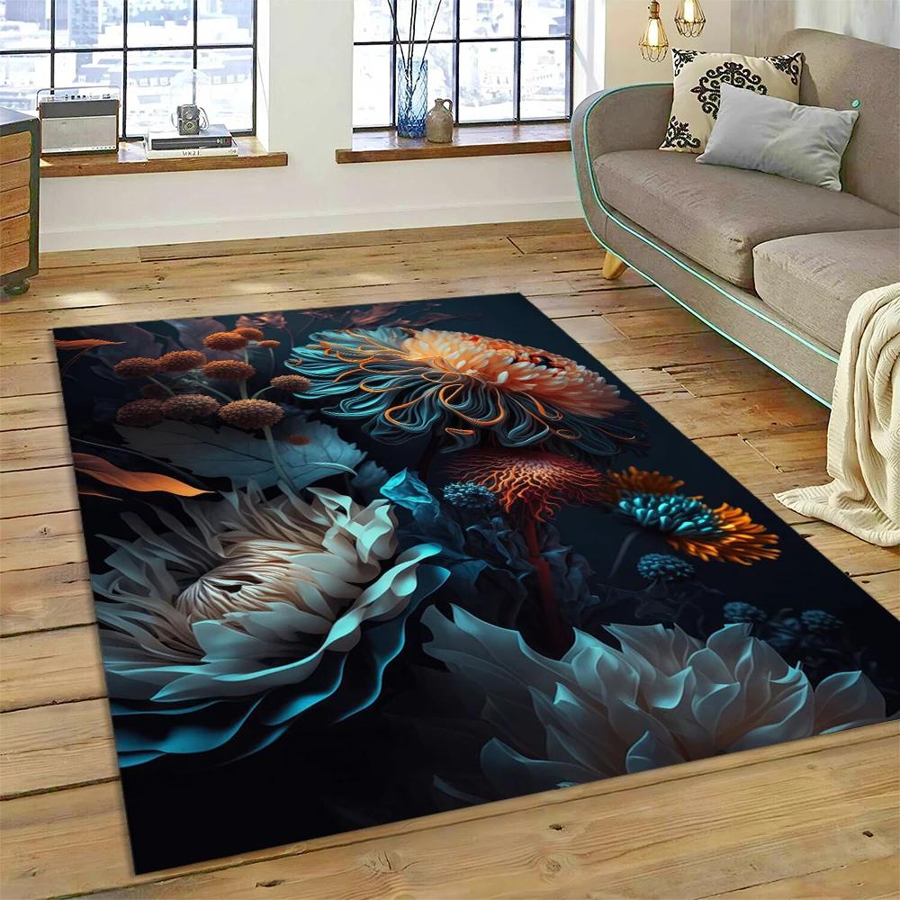 HD Pretty Flower Daisy Rose Chrysanthemum Carpet Rug для дома, гостиной, спальни, дивана, коврика для двери, декора, детский коврик, нескользящий коврик