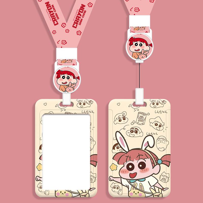 Cartoon Crayon Shin-Chan Id Badge Card Holder Lanyard Bus Card Student Card Case Neck Strap Credentials Photo Protector Cover